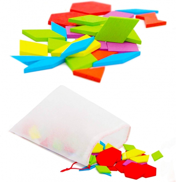 Joc Educational din Lemn Tangram - Set 130 Piese cu Carduri de Design [4]