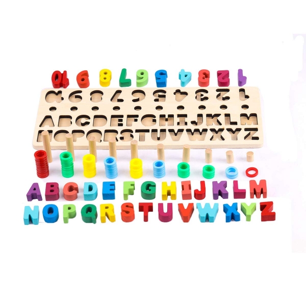 Set Puzzle din Lemn Montessori sa invatam Alfabetul si Cifrele 4 in 1 [5]