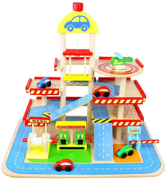 Jucarie Parcare din Lemn Public Garage cu Accesorii [13]