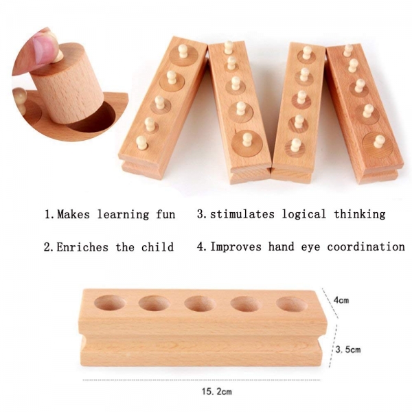 Joc de Lemn Cilindrii Montessori set 4 cilindiri [9]
