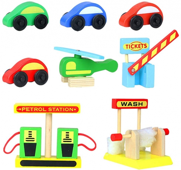 Jucarie Parcare din Lemn Public Garage cu Accesorii [11]