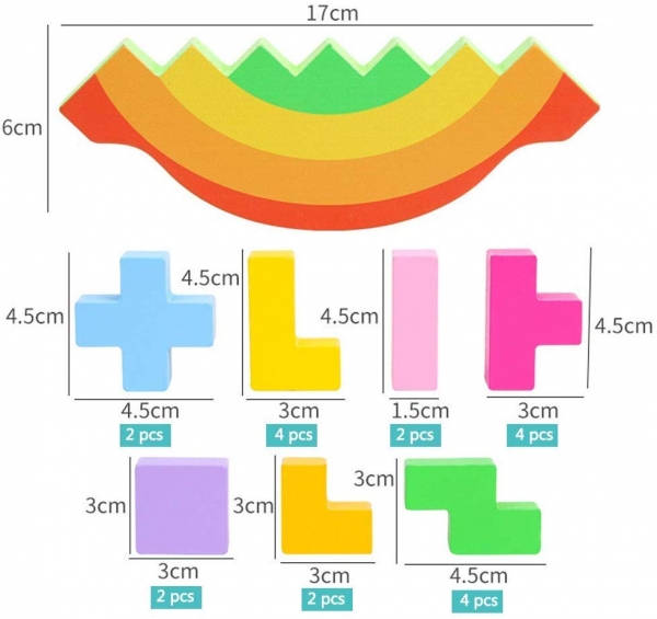Joc echilibru din lemn Tetris Curcubeu [4]