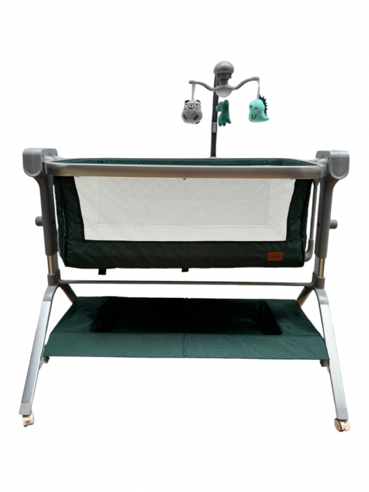 Patut Verde Co-Sleeper Electric cu Functie de Leganat, Telecomanda, Carusel [2]