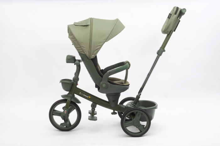 Tricicleta L-SUN Verde Militar Kaki, Scaun 360°, Roti PVU, 6L-5 Ani [3]