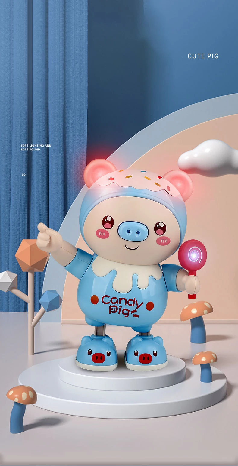 Porcusorul Dansator Candy Pig Albastru - Jucarie Interactiva pentru Copii [4]