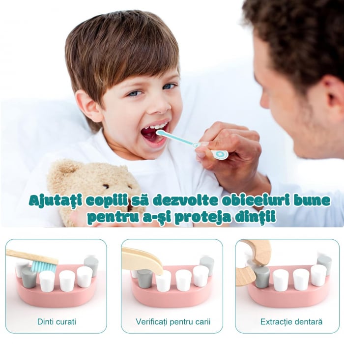 Set Accesorii Trusă Doctor Dentist din Lemn - Stomatologia [9]