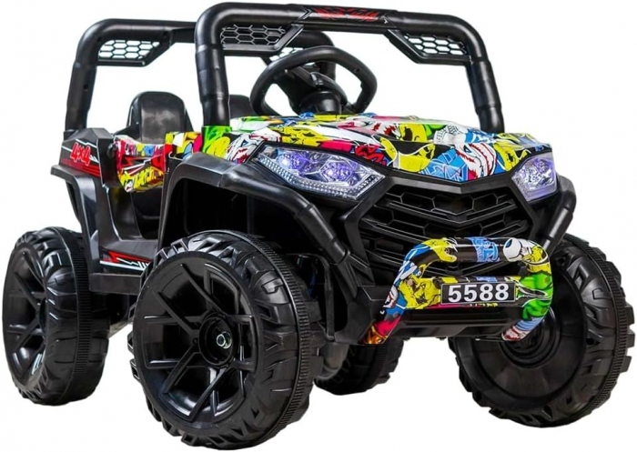 Masinuta electrica Jeep 12V pentru copii 2 motoare telecomanda muzica lumini Graffiti [3]
