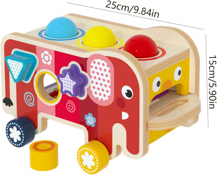 Jucarie Montessori 4 in 1 – Xilofon, Ciocanit [2]