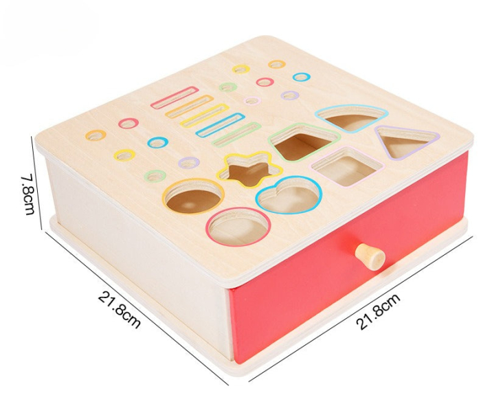 Cutie Activitati Montessori 4 in 1 Lemn, 27 Piese, Sertar [3]