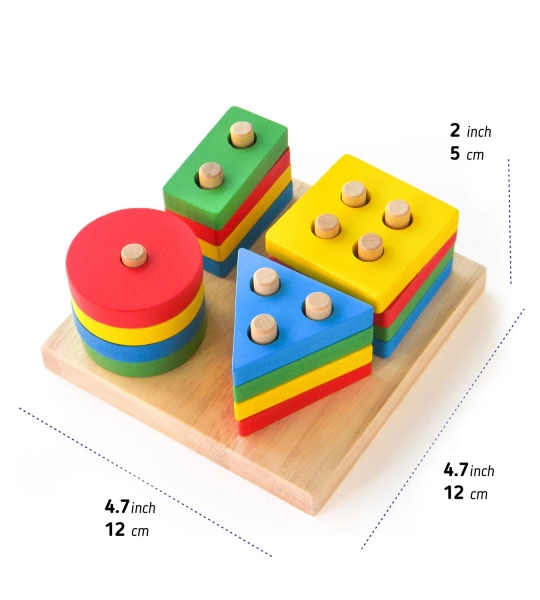 Joc din Lemn Figuri Geometrice Sortare Color Set [3]