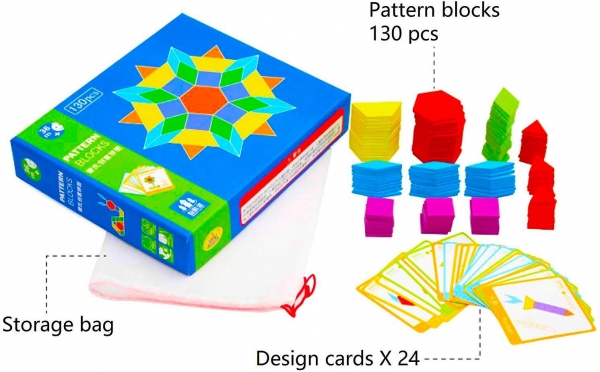 Joc Educational din Lemn Tangram - Set 130 Piese cu Carduri de Design [5]