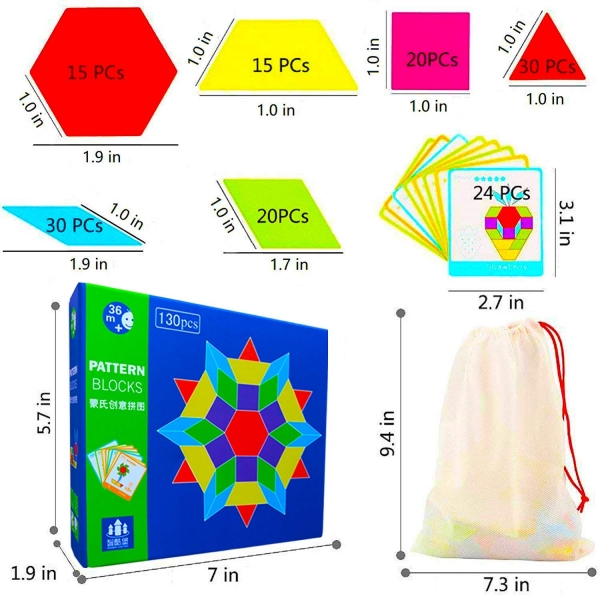 Joc Educational din Lemn Tangram - Set 130 Piese cu Carduri de Design [6]