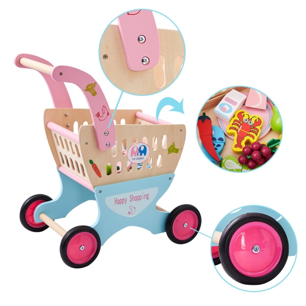 Carucior de Cumparaturi din Lemn cu Accesorii [5]