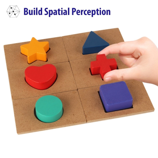 Puzzle din Lemn Blocuri Colorate si Decupaje Pigloo [6]