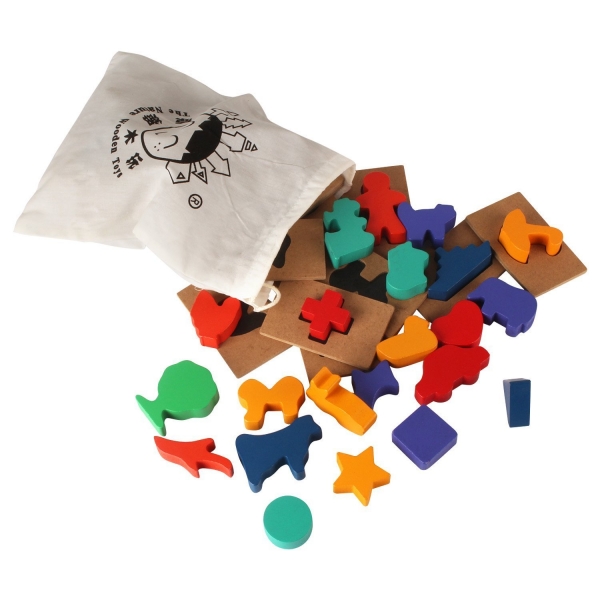 Puzzle din Lemn Blocuri Colorate si Decupaje Pigloo [8]