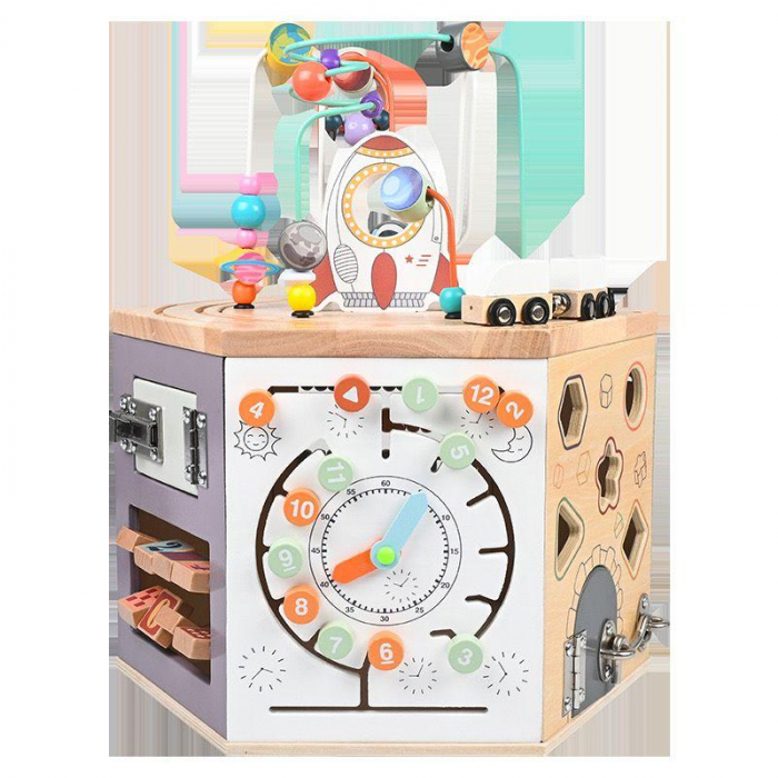 Cub Activitati Educative din Lemn 9 in 1 - Cub Hexagon Multifunctional [7]