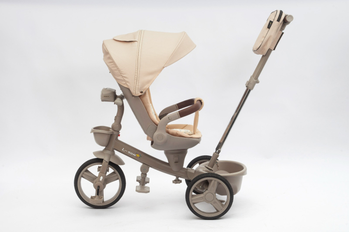 Tricicleta L-SUN Crem Cappuccino, Scaun 360°, Roti PVU, 6 Luni-5 Ani [3]