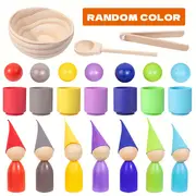 Set Montessori Rainbow din Lemn – Peg Dolls, Cupe si Palarii [2]