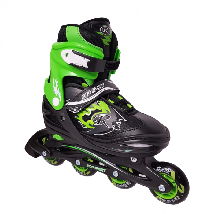 Role reglabile Negru Verde 34-37 – ABEC 5 roti silicon 70mm [1]