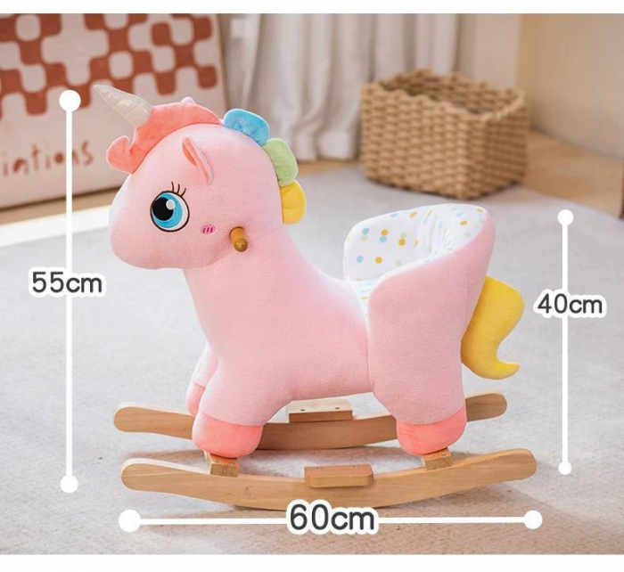 Balansoar Unicorn Roz 2 in 1 pentru Copii – Spatar, Centura, Muzica si Roti din Plus [3]