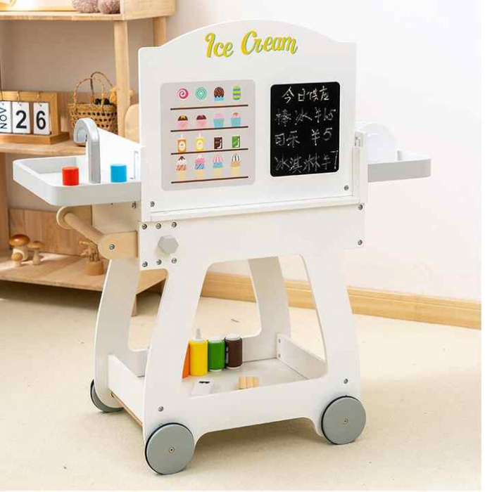 Stand Inghetata Lemn Copii – Joc de Rol, Accesorii Incluse [4]