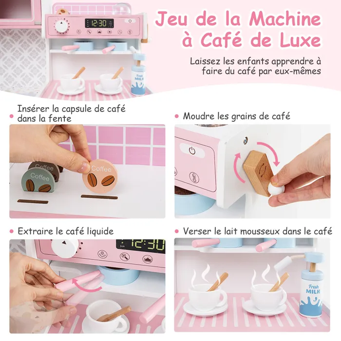 Bucatarie din Lemn pentru Copii cu Accesorii si Aparat de Cafea [4]