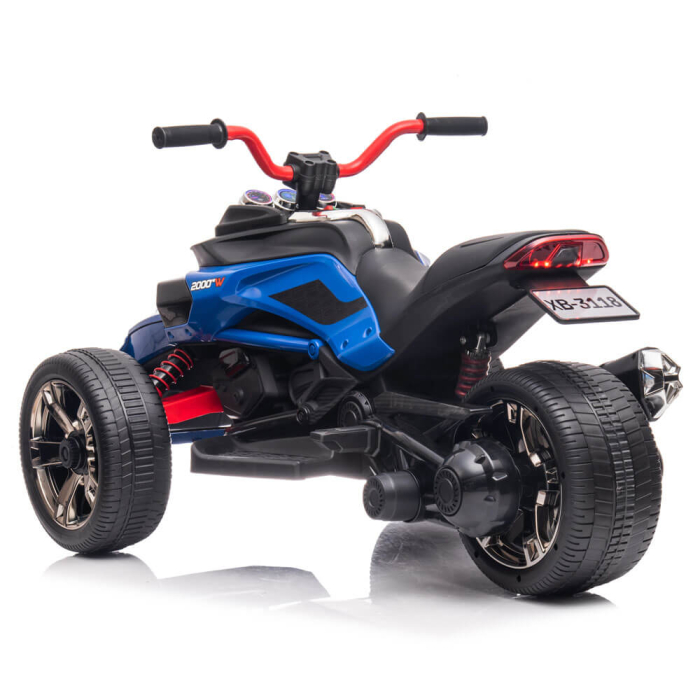 Trike Electric pentru Copii, 12V, 2 Motoare, Roti EVA, MP3 Bluetooth, Suspensii Spate Albastru [4]
