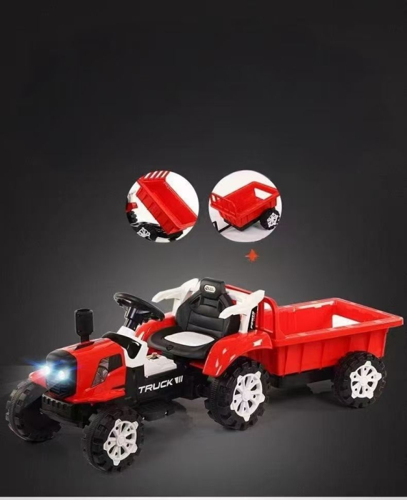 Tractor Electric Copii 12V Rosu cu Remorca si Telecomanda [2]