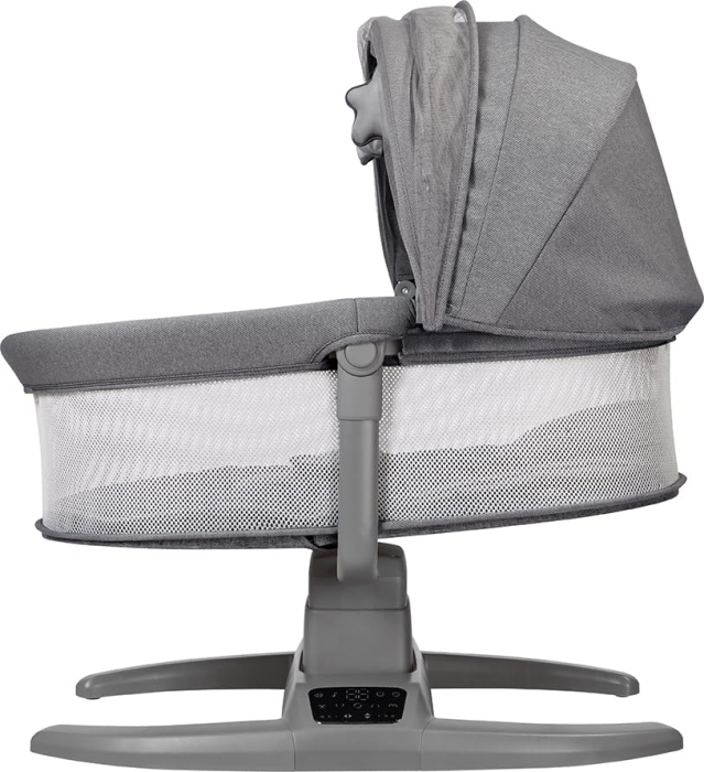 Patut Leagan Electric Mastela Gri Multi-Miscare cu Aplicatie, Muzica si Copertina [3]