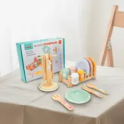 Set Jucarii Bucatarie din Lemn pentru Copii – Farfurii, Cesti, Tacamuri [5]