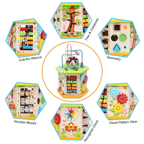 Centru de activitatii Cub multifunctional 9 in 1 Mushroom [7]