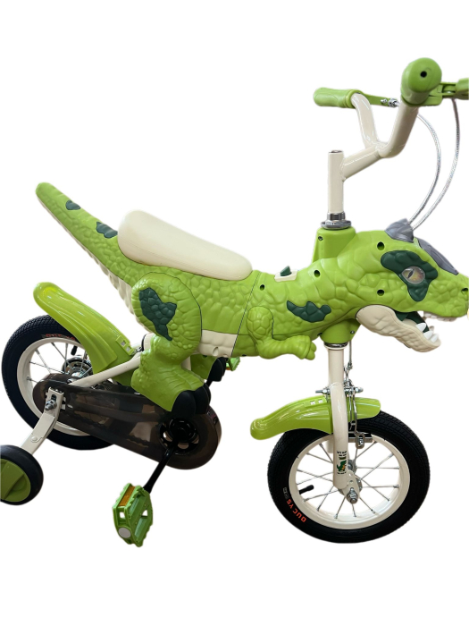 Bicicleta Copii Dinozaur T-Rex 3D Verde, 12 Inch, Roti Ajutatoare [2]