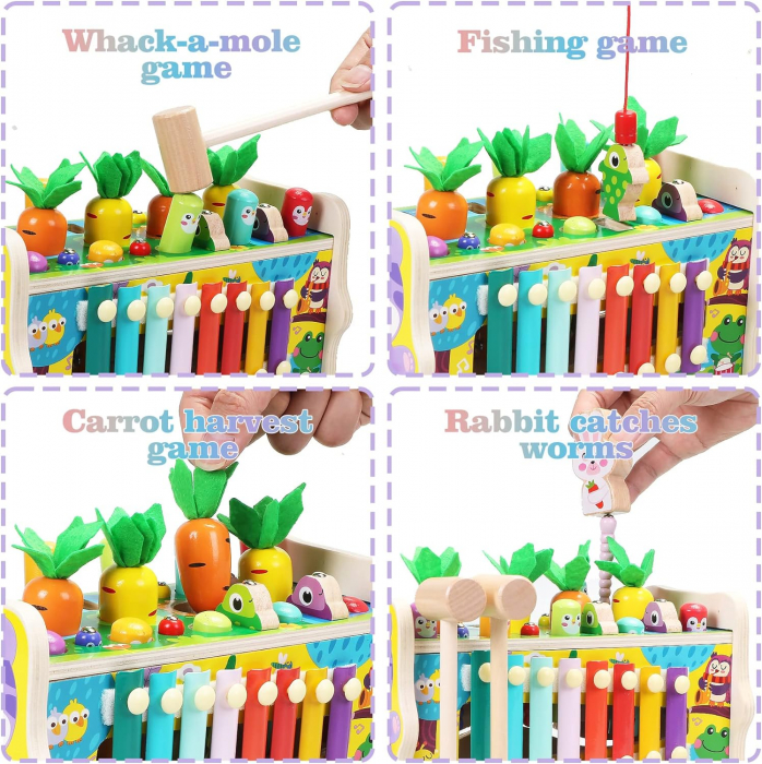 Jucarie Montessori 8 in 1 – Ciocanit, Xilofon & Pescuit Magnetic [2]