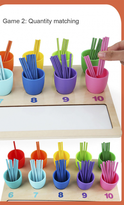 Joc Educativ Montessori - Clasificare Culori si Invatare Numere, Jucarie Lemn Copii [4]