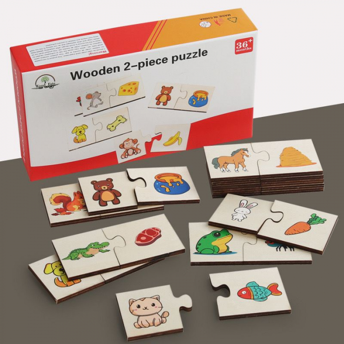 Puzzle asociere animale si hrana 2 piese [5]