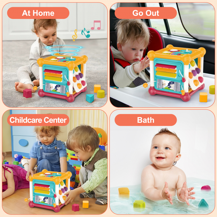 Cub de Activitati 6 in 1 pentru Bebelusi – Jucarie Montessori Educationala cu Muzica si Jocuri [4]