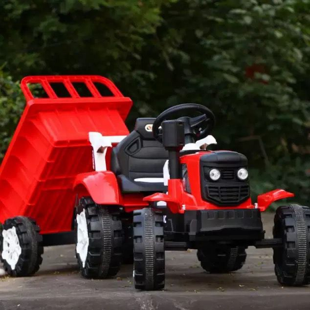 Tractor Electric Copii 12V Rosu cu Remorca si Telecomanda [3]