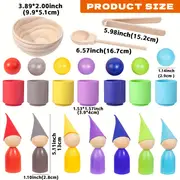 Set Montessori Rainbow din Lemn – Peg Dolls, Cupe si Palarii [6]