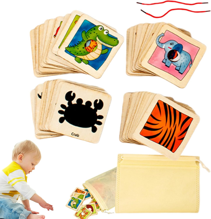 Joc Asociere Animale si Umbre Montessori, 48 Piese Lemn, 3 Ani+ [2]
