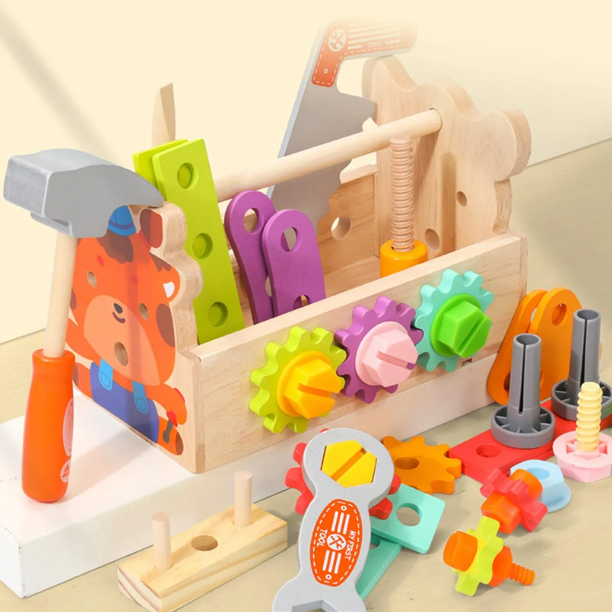 Trusă Banc de Lucru din Lemn pentru Copii – Trusă Portabilă cu Scule [2]