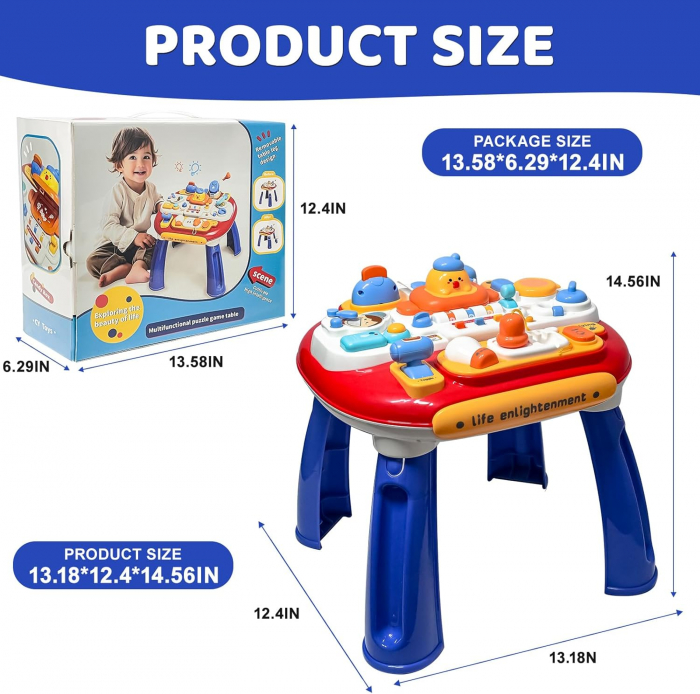 Masa Centru de Activitati pentru Bebelusi 2 in 1 – Jucarie Interactiva cu Lumini Sunete [4]