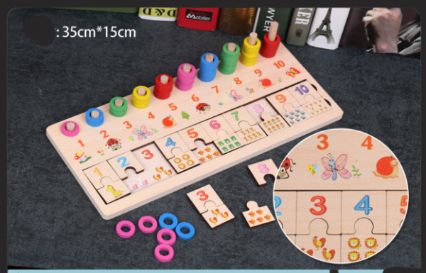 Joc din Lemn Asociere Numere Stivuire Digital Shape matching [4]
