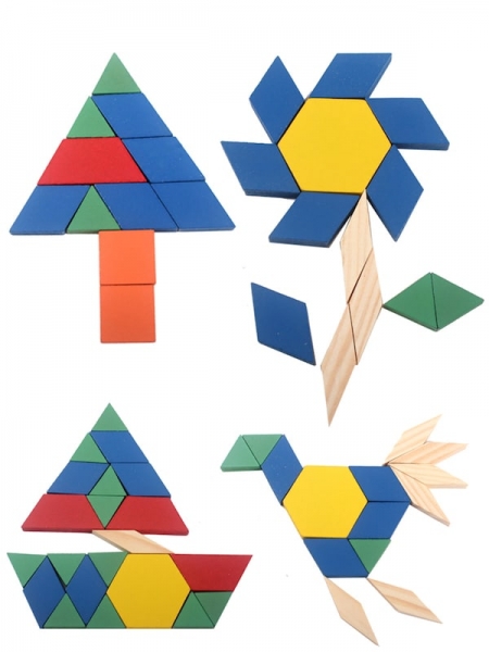 Joc din Lemn Tangram Puzzle Blocks 125 piese - 250 piese [5]