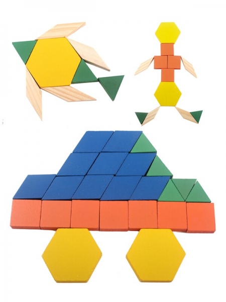 Joc din Lemn Tangram Puzzle Blocks 125 piese - 250 piese [6]