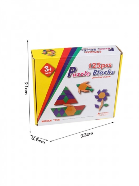 Joc din Lemn Tangram Puzzle Blocks 125 piese - 250 piese [9]
