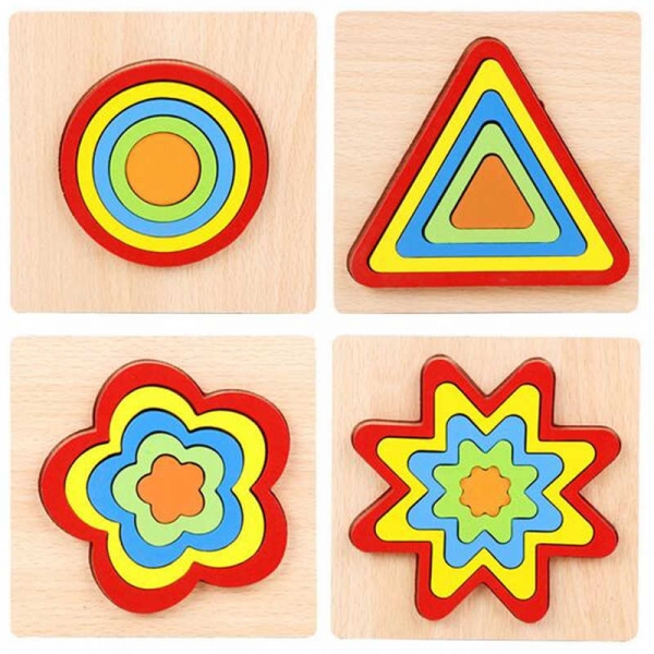 Set 2 Puzzle Lemn 3D Curcubeu Forme [16]
