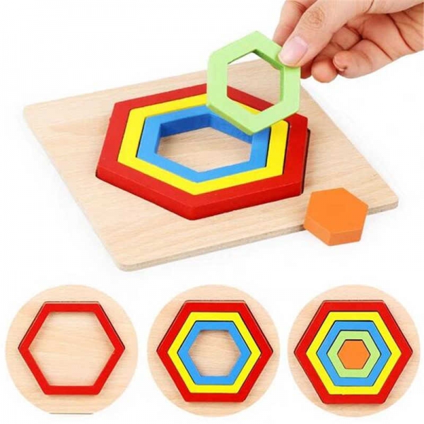 Set 2 Puzzle Lemn 3D Curcubeu Forme [15]