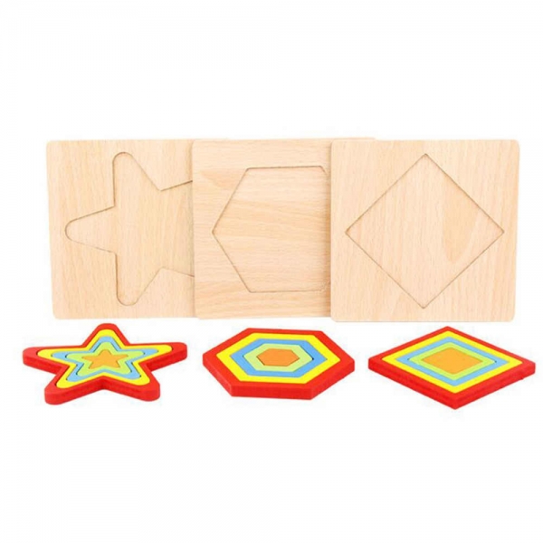 Set 2 Puzzle Lemn 3D Curcubeu Forme [13]