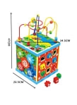 Cub Multifunctional  Albastru din Lemn cu Joc Magnetic Montessori [2]
