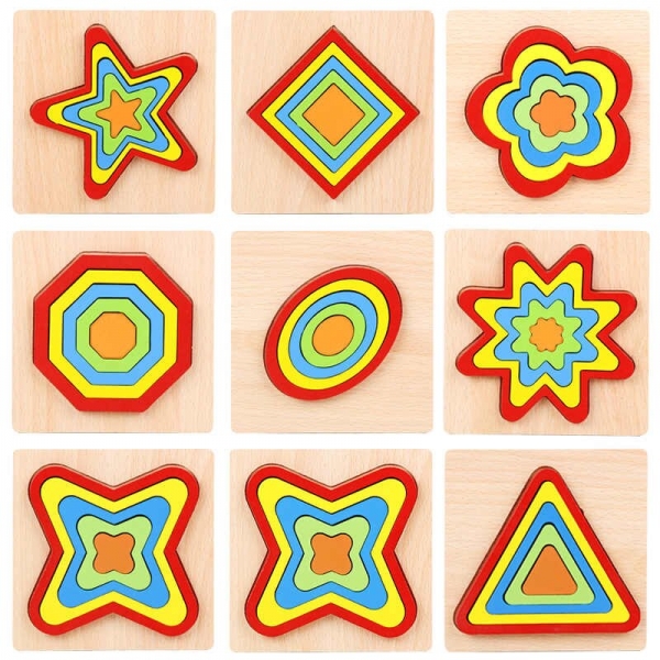 Set 2 Puzzle Lemn 3D Curcubeu Forme [12]